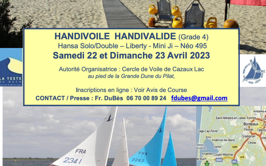 Interligue « La Mini Translac » Handivoile et Handivalide, le 22 et 23 avril 2023 au CV CAZAUX LAC !