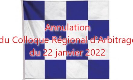 Annulation du colloque Régional d’arbitrage du 22 janvier 2022 à Blaye