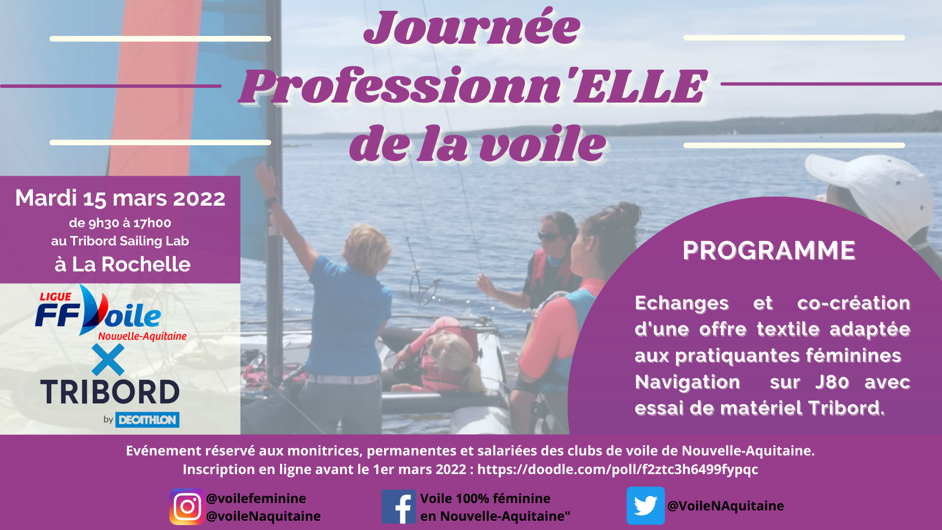 Première édition de la Journée Professionn&rsquo;Elle de la Voile le 15 mars 2022 à La Rochelle